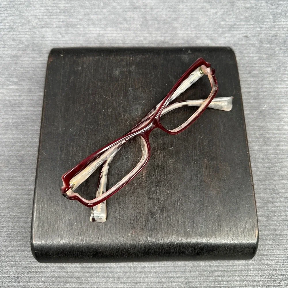 Alain Mikli A0514 15 Burgundy Marbled Rectangular y2k Eyeglasses Frames France